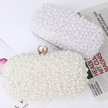 Load image into Gallery viewer, Pearl Evening Bag Soft Face Lock Ladies Shoulder Bag Crossbody Small Square Bag, White, Beige