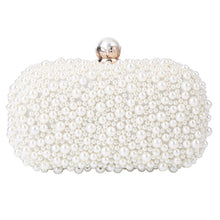 Load image into Gallery viewer, Pearl Evening Bag Soft Face Lock Ladies Shoulder Bag Crossbody Small Square Bag, White, Beige