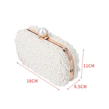 Load image into Gallery viewer, Pearl Evening Bag Soft Face Lock Ladies Shoulder Bag Crossbody Small Square Bag, White, Beige