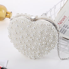 Load image into Gallery viewer, Pearl Evening Bag Ladies Heart Shaped Clutch Single Chain Crossbody Bag, Crossbody Bag