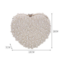 Load image into Gallery viewer, Pearl Evening Bag Ladies Heart Shaped Clutch Single Chain Crossbody Bag, Crossbody Bag