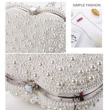 Load image into Gallery viewer, Pearl Evening Bag Ladies Heart Shaped Clutch Single Chain Crossbody Bag, Crossbody Bag