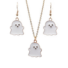 Load image into Gallery viewer, Halloween Jewelry Alloy Ghost Earrings Necklace, Ghost White, Ghost Black