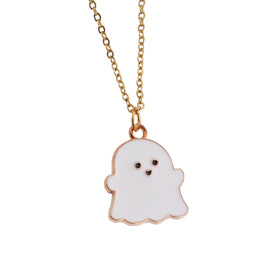 Halloween Jewelry Alloy Ghost Earrings Necklace, Ghost White, Ghost Black