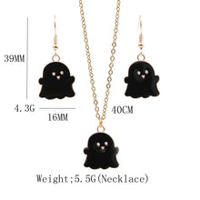 Load image into Gallery viewer, Halloween Jewelry Alloy Ghost Earrings Necklace, Ghost White, Ghost Black