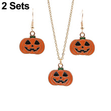 Load image into Gallery viewer, 2 Sets Halloween Ghost Pumpkin Pendant Necklace Ears Personality Jewelry, Pumpkin