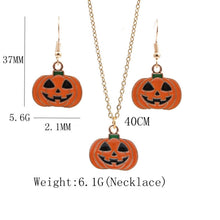 Load image into Gallery viewer, 2 Sets Halloween Ghost Pumpkin Pendant Necklace Ears Personality Jewelry, Pumpkin
