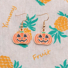 Load image into Gallery viewer, 2 Sets Halloween Ghost Pumpkin Pendant Necklace Ears Personality Jewelry, Pumpkin