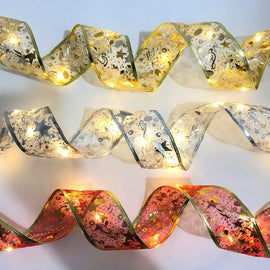 Christmas LED Lights Bronzing Double Ribbon String Lights, 1m, 2m, 4m, 5m, 10m, 20m