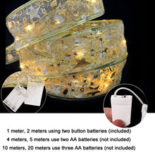 Load image into Gallery viewer, Christmas LED Lights Bronzing Double Ribbon String Lights, 1m, 2m, 4m, 5m, 10m, 20m