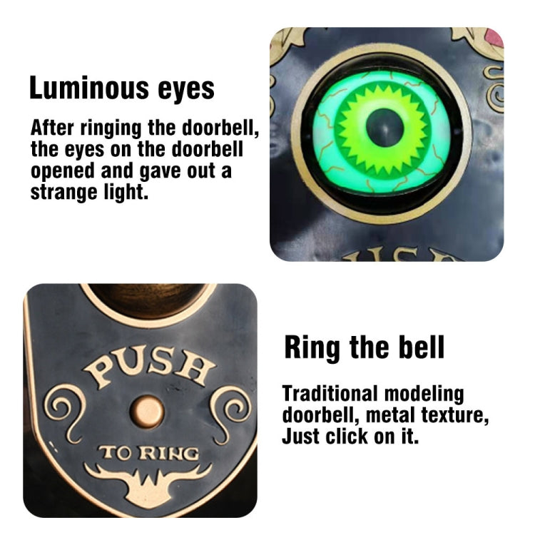Halloween One-eyed Doorbell Glowing Horror Sound Decoration Pendant, Black, White, Green Eye Spider, Red Eye Spider