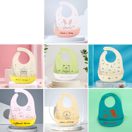 Baby Oil Spray Waterproof Silicone Bib Ultra-thin Saliva Towel, Pattern:, Rabbit BATT2, Lion Dot 2, Rabbit Glasses 2, Good Bear 2, Dinosaur World, Big&Small Dinosaur