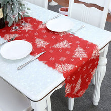 Load image into Gallery viewer, Christmas Decoration Print Table Flag Restaurant Family Party Tablecloth, Flower, Lattice, Gray, Christmas Tree