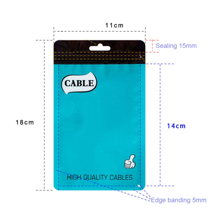 100 PCS Thumb Type Data Cable Packaging Bag Thickened Plastic Ziplock Bag