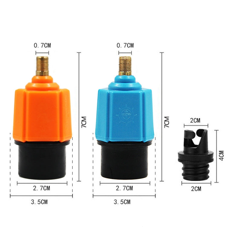 For Paddle Kayak Surfboard Valve Adapter Car Pump Conversion Head, Orange, Blue