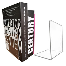 Load image into Gallery viewer, 2 PCS Acrylic Transparent Bookstand L-shaped Bookends Bookshelf, L-shaped Bookends
