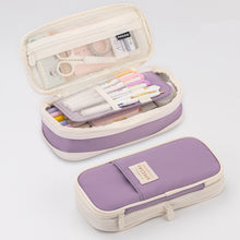 Load image into Gallery viewer, Angoo Macaron Double-layer Retractable Large-capacity Pencil Case Stationery Box, Pink, Green, Light Blue, Dark Blue, Purple