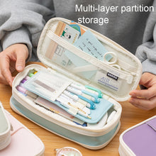 Load image into Gallery viewer, Angoo Macaron Double-layer Retractable Large-capacity Pencil Case Stationery Box, Pink, Green, Light Blue, Dark Blue, Purple