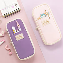Load image into Gallery viewer, Angoo Macaron Double-layer Retractable Large-capacity Pencil Case Stationery Box, Pink, Green, Light Blue, Dark Blue, Purple
