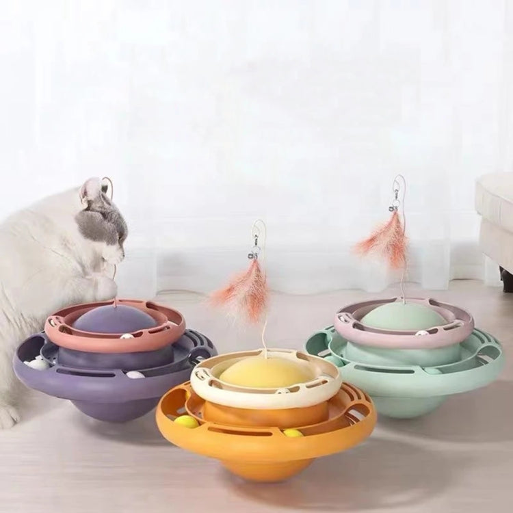 Tumbler Turntable Pet Cat Planet Toy, White Yellow, Purple Blue, Pink Purple