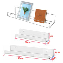 Load image into Gallery viewer, Home Kitchen Office Books Wall Mounted Acrylic Shelf, Acrylic Shelf 30x10x6cm, Acrylic Shelf 40x10x6cm
