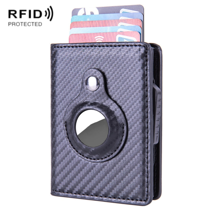 X-82 RFID Anti-theft Brushed PU Leather Card Holder For AirTag 2nd Gen / AirTag 1st Gen, Black, Blue, Coffee, Apricot, Carbon Fiber Black