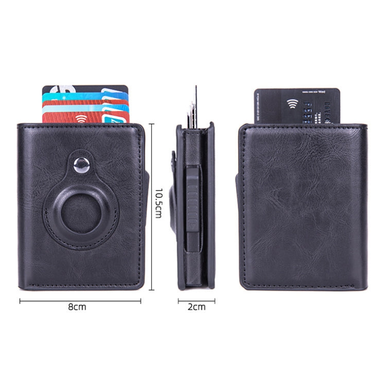 X-82 RFID Anti-theft Brushed PU Leather Card Holder For AirTag 2nd Gen / AirTag 1st Gen, Black, Blue, Coffee, Apricot, Carbon Fiber Black