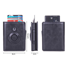 Load image into Gallery viewer, X-82 RFID Anti-theft Brushed PU Leather Card Holder For AirTag 2nd Gen / AirTag 1st Gen, Black, Blue, Coffee, Apricot, Carbon Fiber Black
