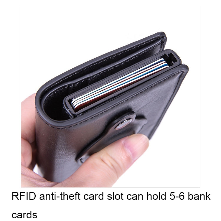 X-82 RFID Anti-theft Brushed PU Leather Card Holder For AirTag 2nd Gen / AirTag 1st Gen, Black, Blue, Coffee, Apricot, Carbon Fiber Black