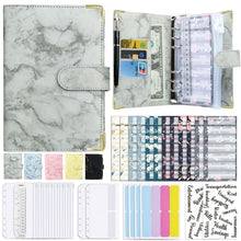 Load image into Gallery viewer, A6 Binder Budget Book Marbled Notebook PU Leather Binder