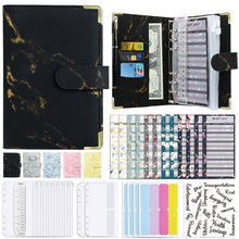 Load image into Gallery viewer, A6 Binder Budget Book Marbled Notebook PU Leather Binder