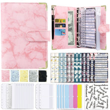 Load image into Gallery viewer, A6 Binder Budget Book Marbled Notebook PU Leather Binder
