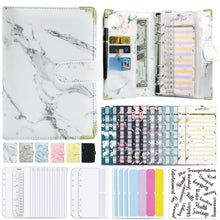 Load image into Gallery viewer, A6 Binder Budget Book Marbled Notebook PU Leather Binder
