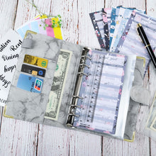Load image into Gallery viewer, A6 Binder Budget Book Marbled Notebook PU Leather Binder