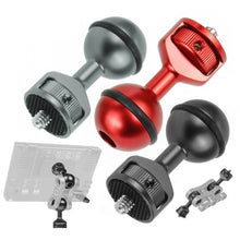 Load image into Gallery viewer, 2.5cm Ball Head Clip for Action Camera Underwater Video Camera Light Diving Joint, Red, Black, Titanium