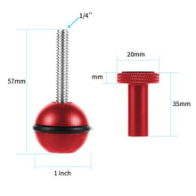 Load image into Gallery viewer, Ball Head Adapter Adjustable Screw Fixed Mount  Camera Underwater Diving Photography Lights Bracket, 1/4 Inch Red, 1/4 Inch  Black, M5 Screw Black