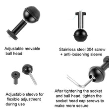 Load image into Gallery viewer, Ball Head Adapter Adjustable Screw Fixed Mount  Camera Underwater Diving Photography Lights Bracket, 1/4 Inch Red, 1/4 Inch  Black, M5 Screw Black
