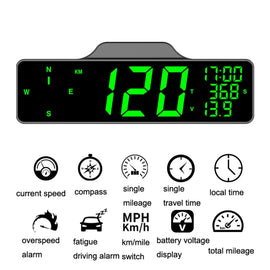 Car HUD Car Head-up Display Compass Multifunction GPS Speedometer, 9.0 Inch Screen
