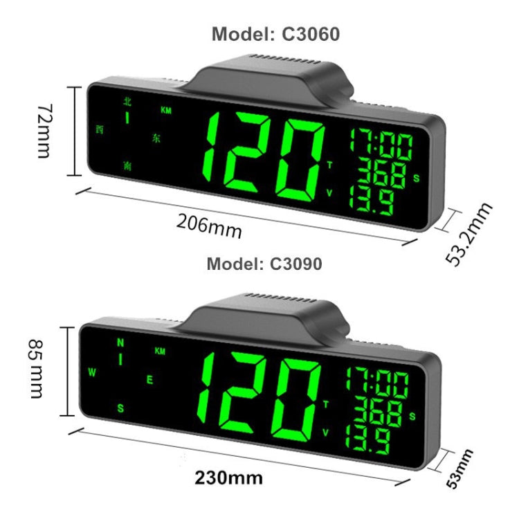 Car HUD Car Head-up Display Compass Multifunction GPS Speedometer, 8.0 Inch Screen, 9.0 Inch Screen