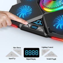 Load image into Gallery viewer, CoolCold  Five Fans 2 USB Ports Laptop Cooler Gaming Notebook Cool Stand,Version:, Touch Symphony Blue, Touch Symphony Red, Dial Adjust Basic Blue