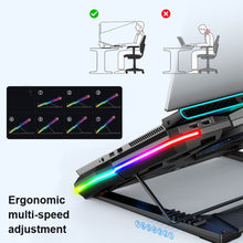 Load image into Gallery viewer, CoolCold  Five Fans 2 USB Ports Laptop Cooler Gaming Notebook Cool Stand,Version:, Touch Symphony Blue, Touch Symphony Red, Dial Adjust Basic Blue