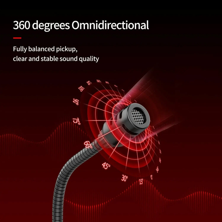 JK Omni-directional Pick-up Microphone Built-in Sound Card  Flexible Gaming Mic, 3.5mm, USB