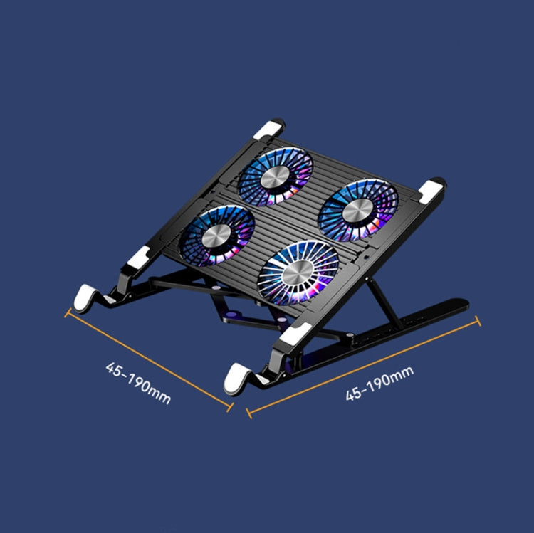 Laptop Radiator Bracket Folding Storage Air-cooled Cooling Base,Style:, Double Fan, Four Fan