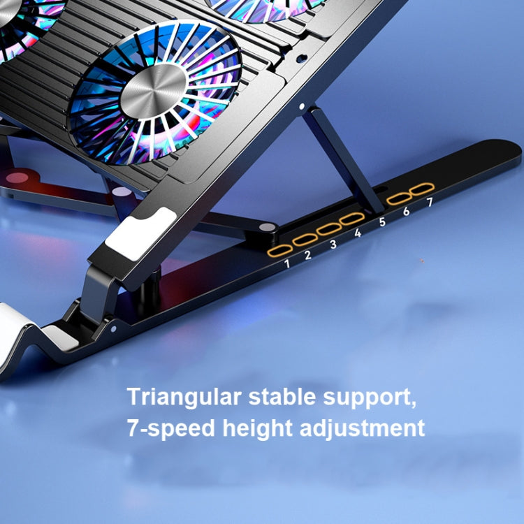 Laptop Radiator Bracket Folding Storage Air-cooled Cooling Base,Style:, Double Fan, Four Fan