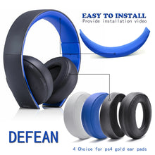 Load image into Gallery viewer, 2 PCS Headphone Sponge Cover for SONY PS3 PS4 7.1 Gold,Style:, Black Earpads, White Earpads, Blue Headband, Blue Earpads, Velvet Earpads, Lamb Leather Earpads, Cloth Fiber Earpads, Burlap Grey Earpads, Gray  Earpads