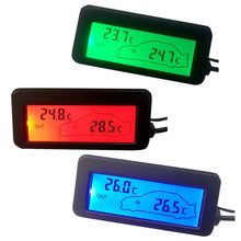Load image into Gallery viewer, Car Inside and Outside Backlit Mini Digital Thermometer, Blue, Green, Red