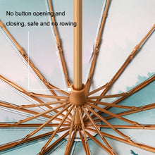 Load image into Gallery viewer, Retro Tri-Fold Wooden Handle 16-Bone Folding Sunscreen Parasol, Yunchun Tree, Sunset Mountains, Jiangnan Yi, Ao Hanmei, Chrysanthemum City