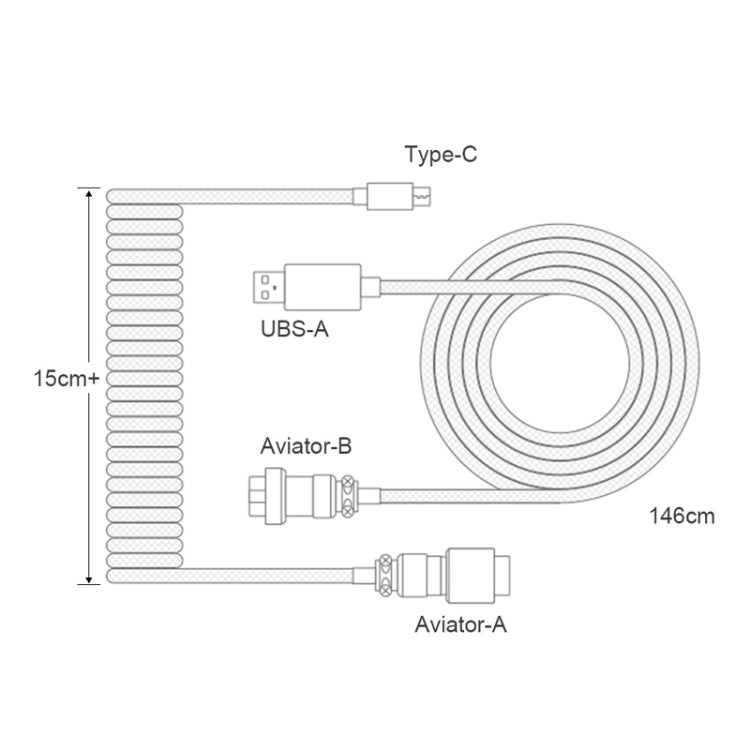 Mechanical Keyboard Spring Cable Gold-plated Aerial Plug, Yellow, Black