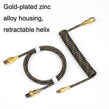 Load image into Gallery viewer, Mechanical Keyboard Spring Cable Gold-plated Aerial Plug, Yellow, Black