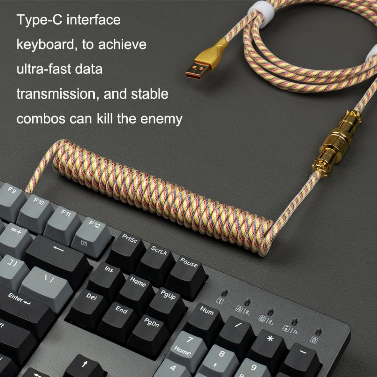 Mechanical Keyboard Spring Cable Gold-plated Aerial Plug, Yellow, Black